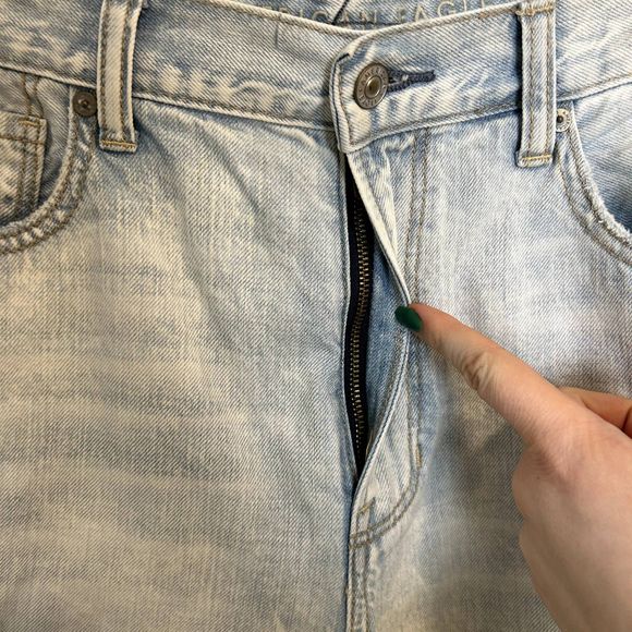 NWOT American Eagle Womens Skinny Jeans 12 Long 100% Cotton Raw Hem Distressed - Picture 5 of 16